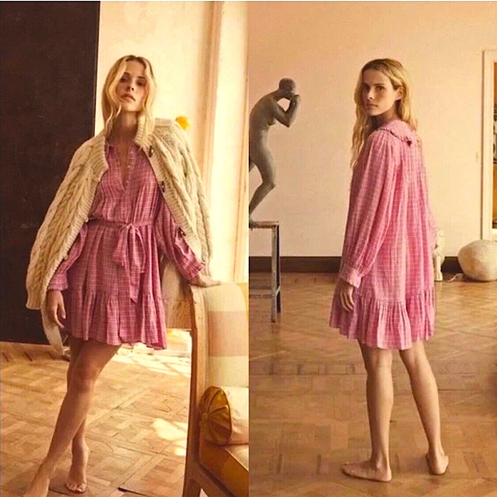 💋SOLD💋✨🎪🌷DÔEN ‘ Madge’ Rosy St Germain Plaid Organic Cotton Nightgown Dress - Picture 5 of 15